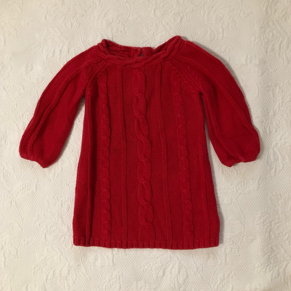 Old Navy red cable knit dress 12-18 months